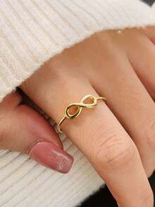 925 Sterling Silver Simple Minimalist Lucky 8 Smooth Band Ring, Suitable For Gift, Date, Party, Daily Wear, Engagement, Wedding, Bride Jewelry For Women - Infinity Ring - View 5