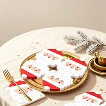 20 Disposable Christmas Paper Napkins, Cute Christmas Dinner Napkins, Santa Claus, Christmas Tree, Gift Box And Stocking Prints, Decorative Paper Napkins For Table Decorations, Christmas Party Supplies. - View 4
