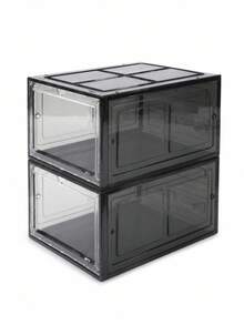 1PC Transparent Stackable Shoe Storage Box With Front Open Door, Hard Plastic Sneaker Organizer, Clear Shoe Display Case For Entryway, Closet, Bedroom, Space Saving Home Storage - View 13
