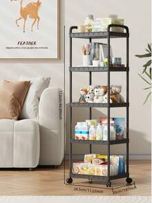 Rolling Storage Rack With Pegboard, Multi-Tier Movable Storage Organizer For Bedroom, Rental Home And Household Use - View 3