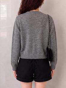Women's Autumn/Winter Minimalist Casual Vintage Argyle Design Knit Cardigan Jacket - Grey - View 2