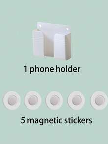 2‑In‑1 No Drill Wall Storage Combo Set, Self‑Adhesive Wall‑Mount Phone & Remote Control Holder + Magnetic Remote Wall Sticker, Multi‑Purpose Home Organizer For Bedroom Living Room - Phone Remote Control Stand - View 11