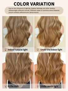 NAMM Wig Panjang Bergelombang dengan Poni dan Akar Gelap, Rambut Sintetis Bergelombang Keriting Tanpa Lem dan Tahan Panas untuk Wanita, Cocok untuk Pemakaian Sehari-hari, Festival, Pesta, Panjang 22 Inci (Coklat Keemasan Campuran) - MultiWarna - View 8