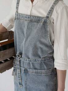 Celemek Denim, Tahan Aus dan Tahan Noda, Gaya Modis Ins. Cocok untuk Pria dan Wanita, Dapat Digunakan untuk Memasak di Dapur Rumah, Juga sebagai Barista, Seragam Kerja Pelayan Restoran Barat, Pengerjaan Kokoh, Nyaman untuk Perawatan Pekerjaan Sehari-hari. - beraneka warna - View 8