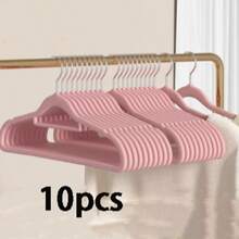 10/5pcs Non-Slip Velvet Hangers | Easily Organize Your Closet, Save Space | Durable And Stylish Plastic Hangers Suitable For Bedroom, Bathroom, Office, Dorm And Home Storage; Use Elegant And Practical Storage Racks To Maximize Your Closet Space - Multicolor - View 12