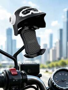 Motorcycle Phone Holder, Suitable For Scooter, Electric Bicycle, Bicycle Phone Mount, Helmet-Shaped Sunshade, 360° Rotating Anti-Shake Handlebar Phone Clip, Universal GPS Navigation Bracket, Compatible With 4.7-7 Inch Smartphones, ABS Nylon Material, Motorcycle Accessories - A - View 3