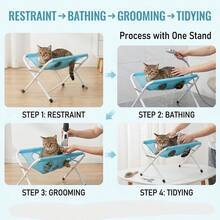 1pc Foldable Pet Grooming & Bathing Stand, Portable Multi-Functional Pet Washing & Grooming Restraint Table With Fixing Strap, Suitable For Cats And Small Dogs, Can Be Used For Bathing, Grooming And Nail Trimming - View 8