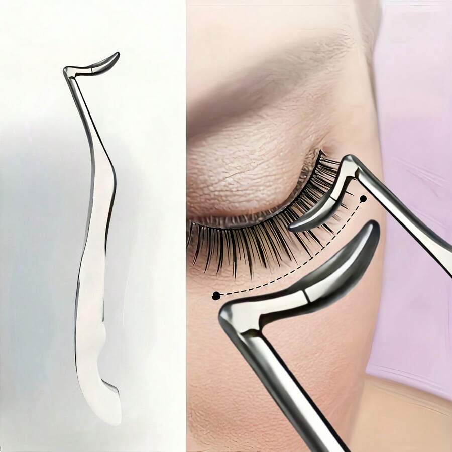 3pcs Stainless Steel Seahorse Shaped Tweezers, Beginner-Friendly Eyelash Extension Auxiliary Tool, High Precision Tweezers, Portable Seahorse Shaped Eyelash Curler - One Size - View 1