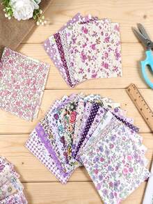 5 Inch Pre Cut Purple Floral Fabric Squares, 1/10/30/50 Pack Charm Fabric Bundle, Patchwork Quilting Fabric For Sewing Crafts, DIY Handmade Bags, Pillow, Quilt Home Decor - Multicolor - View 4