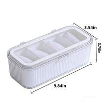 1pc 4-Slot Watch Storage Box, Dust-Proof Transparent Visible Space-Saving Anti-Scratch Premium Thickened PET Plastic Watch Display Organizer Box, Minimalist Modern Transparent Lid White Vertical Stripe Rectangular Hinge Flip Cover Removable Dividers Watch Bracelet Jewelry Storage Display Protection Box, Vanity Bedroom Daily Use Birthday Housewarming Father's Day Gift - Multicolor - View 3