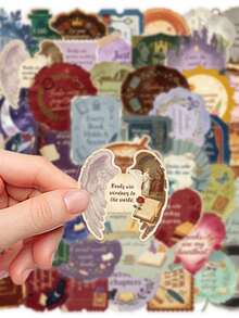 50PCS,Vintage English Transparent Stickers,PET Material,Scrapbook Supplies,Creative And Aesthetic Design Sticker,Suitable For Mobile Phone Cases,Tablets,Mobile Phone,Laptops,Suitcases,Cars,Notebooks,Helmet,Guitar,Skateboard,Storage Box,Computer, - 50pcs - View 9