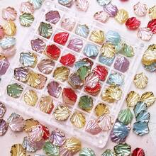 ABS Gold-Rimmed Faux Shell Petal Pendant, Random Mixed Color Glossy Shell Charm, DIY Bracelet Necklace Handmade Jewelry Making Accessories - Multicolor - View 10