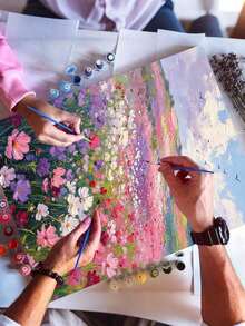 1pc Flower Field Landscape DIY Oil Painting By Numbers, Canvas Painting DIY Crafts, Adult Home Decoration, Holiday Gift. - Sets - View 3