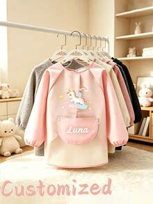 Personalized Long Aprons, Reversible Aprons With Customizable Name Prints, Painted Smocks, Soft, Skin-Friendly, Durable, And Washable Aprons, Art Graffiti Protective Clothing, Lightweight And Breathable Full-Sleeve Jackets. - Multicolor - View 3