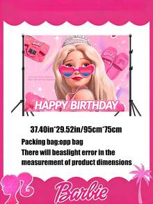 MASSDI Birthday Party Backdrop, Multi-Style Pink Portrait Print Photo Banner, High Definition Ink Printing, Foldable Polyester, Pre-Punched Holes Quick Setup, Perfect For Party Photo Booth, Dessert Table Background, Wall Hanging & Celebration Decor - Multiple Styles - View 3