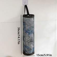 1pc Wall-Mounted Plastic Bag Storage Bag - Mesh Storage Bag; Large Capacity Wall-Mounted Kitchen Trash Bag And Shopping Bag Storage Rack; Foldable Plastic Bag, Shopping Bag Organizer; Kitchen Storage And Organization Essential - Multicolor - View 8