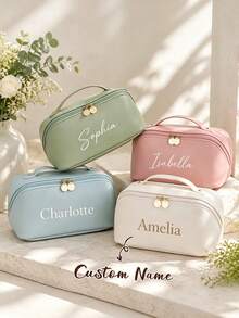 Customized Cosmetic Storage Bag Waffle Pattern Makeup Bag Graduation Gift Bridesmaid Gift Toiletry Bag Travel Business Use Customizable Text Or Logo Corporate Gift - Multicolor - View 1