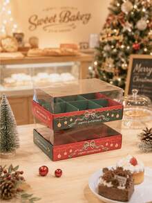 Christmas Gift 4-Compartment Box With Lid, Divided Storage For Candy, Cookies, Snacks, New Year Party Favor - View 3