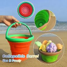 Watermelon Shaped Beach Toy Set, Cute Vegetable And Fruit Design, Durable PP Material, Suitable For Outdoor Play And Beach Fun, Includes Folding Bucket, Shovel And Rake, Fun Design, Durable Plastic Beach Toy Set - Multicolor - View 12