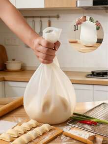 1pc Large Capacity Heat-Resistant Reusable Heavy Duty Silicone Dough Kneading Bag, Minimalist Solid Color Semi-Transparent Bag-Shaped Non-Stick Inner Wall Design For Easy Kneading Of Various Doughs, Baking Tool Suitable For Home Kitchen, Restaurant Baking, Bread, Pizza, Pasta Making, Baking Enthusiasts, Holiday Home Cooking - White - View 16