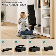 Foldable Linen Look Storage Ottoman Bench With Removable Divider, Tufted Padded Footrest Shoe Changing Stool, Large Capacity Storage Chest For Bedroom Entryway Living Room, Easy Assembly Space‑Saving Home Organizer - Black - View 5