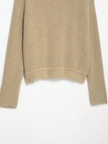 DEEKA Autumn/Winter New Women's European And American Style Fashion Minimalist Versatile High Neck Knit Cardigan Jacket - Khaki - View 11