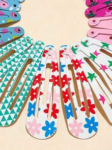 50pcs 2-Inch Metal Hair Clips, Suitable For Girls, Kids, Teens, Cute Candy Colors Hair Clips, Birthday Party Favors, 50pcs Mixed (Printed Pattern And Solid Color) - Multicolor - View 5