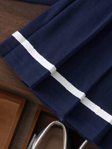 BASUSARRI Academy Style Back To School Season Collared Striped Half-Button Top Pleated Skirt Autumn/Winter Long Sleeve Girls Blouse Set Skirt Set - Blue - View 9