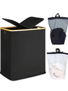 150L Laundry Basket With Lid And Liner, Large Capacity Washing Basket With Handle And Removable Cover, Foldable Clothes Storage Hamper With Inner Bag For Clothes, Toys, Towels, Bedding, Dorm Room Organization - 1 - View 9