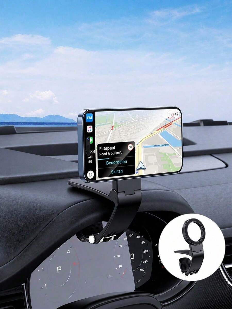 Magnetic Car Phone Holder, Foldable Dashboard Clip Phone Mount, Compatible With IPhone 17/16/15/14/13/12 Pro Plus Max, N52 Strong Magnetic Hands-Free Phone Holder, Suitable For Car Sun Visor, Steering Wheel, Compatible With MagSafe
