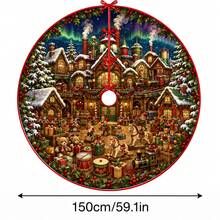 1pc House Gift Box Pattern Christmas Tree Skirt, Elegant Color Holiday Decor, 5 Sizes, Unisex Holiday Gift, Suitable For Home And Party Christmas Home Decoration - Gift Box House - View 15