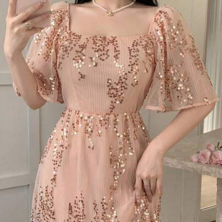 Women Short Dresses - Pale Pink - View 1