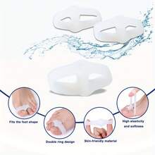 2pcs/4pcs Silicone Toe Separators, Double Ring Silicone Toe Spacers, Suitable For Yoga And Daily Relaxation, Unisex Toe Separators - White - View 3