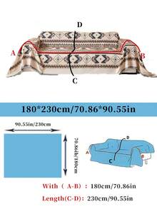 1pc Bohemian Style Sofa Throw Blanket, All Season, Pet Friendly, Dustproof Sofa Cover, With Tassels, Suitable For Living Room And Kitchen, Machine Washable, Sofa Blanket - Grey - View 12