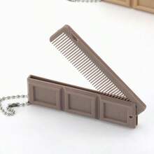 1pc Chocolate Bar Shaped Foldable Hair Comb With Built-In Mirror, Portable Pocket Size With Chain Charm, Suitable For Travel And Daily Makeup Hair Styling, Cute Creative Hair Accessory, Mini Handheld Makeup Mirror Comb/Comb/Hair Styling Tool/Hairdresser Essential/Hair Accessory For Women And Girls - Multicolor - View 13