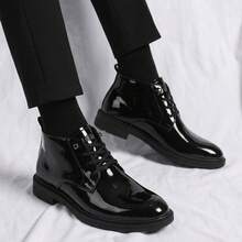 Byhode Men's Thick Sole Dress Shoes, Fashion Lace-Up Oxford Shoes, Suitable For Business, Daily Wear, Formal Occasions And Wedding Accessories - Black - View 3