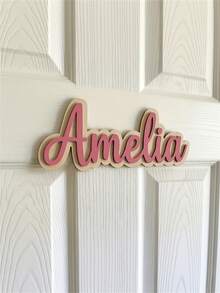 1PC, Customized Name Sign, Double-Layer Material Resistant To Breaking, Personalized Baby Name Photo Prop Decor, Multi-Functional Wall-Mounted Children's Room Decoration, Nursery Decor, Custom Name Sign, Customized Baby Shower Party Decoration, Perfect Gift For Baby Boys And Girls, Room Decor. - Multicolor - View 3