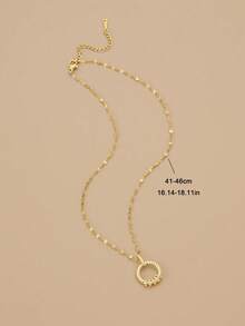 1pc Rhinestone Decor Geometric Circle Pendant Stainless Steel Women's Necklace - Yellow Gold - View 4
