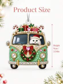 Personalized Custom Photo Christmas Ornament, DIY Cute Cat Sparkling Pearl Design Xmas Tree Hanging Decoration, Customized Picture Holiday Keepsake Gift For Family Christmas Decor - Multicolor - View 8