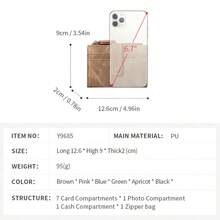Women's Bifold Short Wallet Canvas With Card Slot ID Window Zipper Coin Purse Classic Vintage Portable For Daily Commute Birthday Gifts - Multicolor - View 7