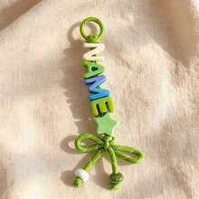 [Customized]1pc Personalized Acrylic Beaded Keychain, Handmade Nylon Rope, Acrylic Heart/Star Decoration, Birthday Gift, Backpack Decoration - Multicolor - View 12