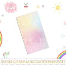 1/3/6Pcs Pastel Rainbow Tie‑Dye Disposable Plastic Table Cover, Unicorn Theme Tablecloth For Birthday Baby Shower Party Decor Supplies, 54 X 108 Inch - Light Pink - View 5