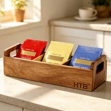 1pc Tea Storage Organizer Box, Solid Wood Laser Cut Hollow Tree Of Life Carved Square Divided Compartment Box With Lid, Suitable For All Seasons, Kitchen Countertop, Dining Table, Home Storage And Decoration - Multicolor - View 1