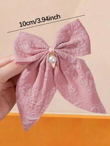 6/1pc Girls Multi-Color Fabric Bow Swallowtail Hair Clips With Rhinestone Embellishment Alligator Hair Clip Hair Accessories With Rhinestone And Pearl Pendant Hair Clips For Back Of Head Daily Use - Multicolor - View 4