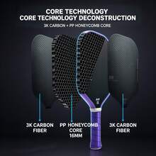 1pc 3K Carbon Fiber Pickleball Paddle, Made Of 3K Carbon Fiber Matte Material, Enhanced Ball Control, Improved Accuracy, Increased Thickness Sweet Spot! Larger And Longer Shape, Comfortable Grip, Suitable For Professional Competition - 3K - View 5