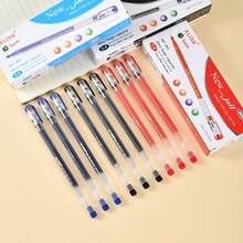 Large Capacity 0.4mm Fine Needle Tip Gel Pens, 12 Pieces Per Box, Simple Colorful Gel Ink Pen For Exam Note Taking Office School Supplies - Black-12PCS - View 8
