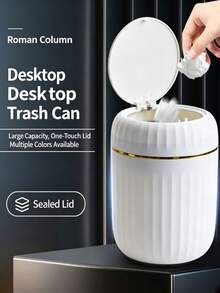 1pc Mini Desktop Trash Can, Flip Lid Design, Effectively Prevents Odor Leakage. Can Be Used To Store Desktop Waste Such As Fruit Peels And Paper Scraps, Keeping The Desktop Clean. Suitable For Bathroom, Home Desk, Coffee Table, Office, Living Room, Study And Other Places. - Multicolor - View 6
