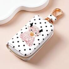 2D Crystal Cow Print Niche Key Pouch, Polka Dot Leather Car Key Protective Cover, Lightweight Anti-Scratch Keeps Keys Like New, Suitable For Daily Commute And Self-Driving Trips, Designed For Car Owners Who Value Personalized And Protection, Also A Great Gift For Holidays And Birthdays, A Thoughtful Little Gift For Yourself Or Friends And Family, Brighten Up Key Storage Details, Add Unique Style To Daily Travel - Multicolor - View 12