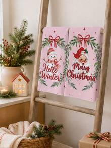2PCS Kitchen Towels, Christmas Theme Pink Snowman & Santa Claus Pattern Dish Cloths, Minimalist Style 40*60cm Rectangular Microfiber Cleaning Kitchen Towels, Perfect For Kitchen, Dining Room And Bathroom Use, Christmas Kitchen Decor, Home Decor, Neighbor Housewarming Gift, Dish Cloths - Pink - View 7