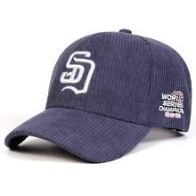 1pc Men's Corduroy SD Letter Embroidered Baseball Cap, Street Fashion Casual Hat, Spring/Autumn Travel, Beach Vacation - Multicolor - View 5